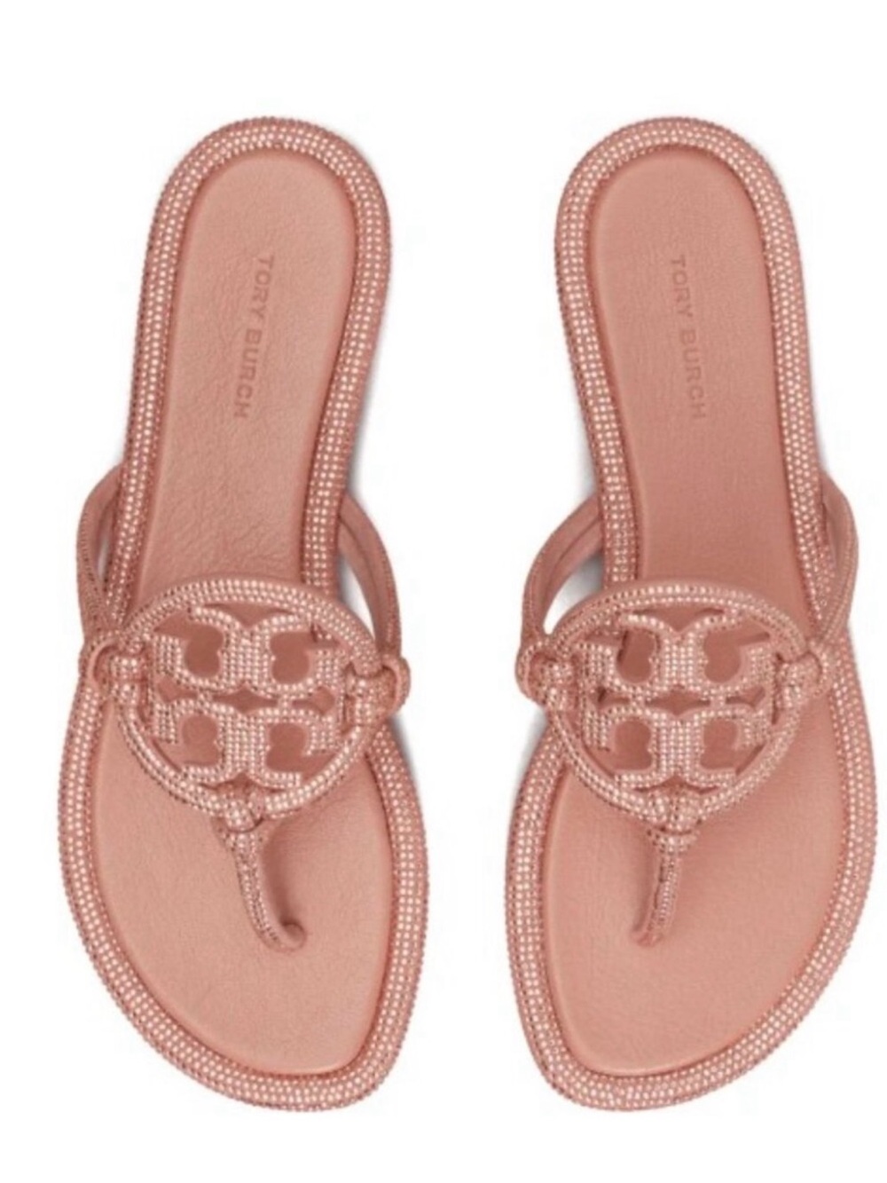 Tory Burch Pink Beaded Miller Thong Sandals - size 9